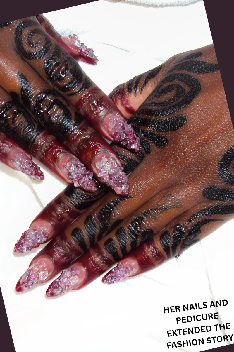 HER NAILS AND PEDICURE EXTENDED THE FASHION STORY