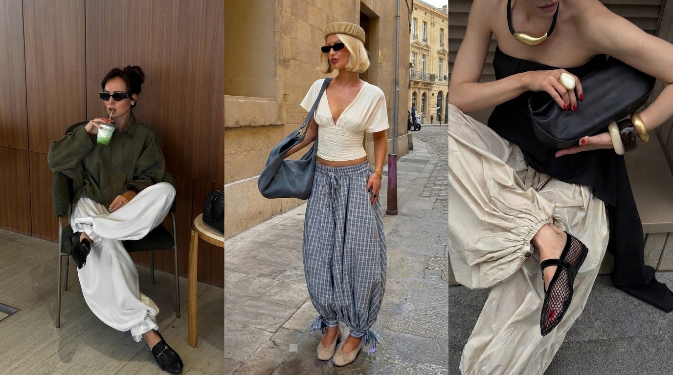 Balloon Pants with Ballet Flats or Loafers