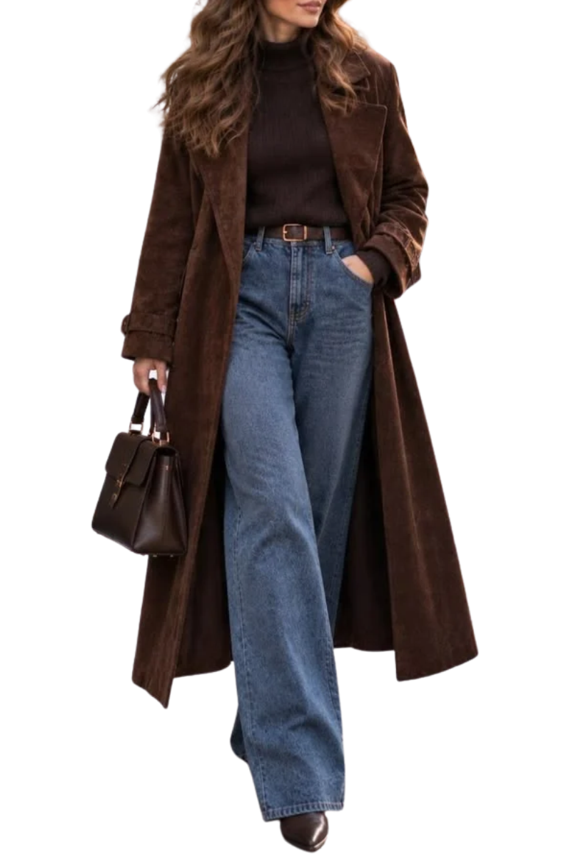 Wide-Leg Jeans with A Long Coat